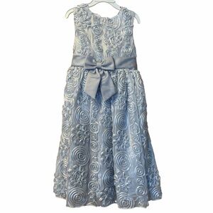 Rare Editions Girls Silver Rosette Sz 6 Party Dress Sleeveless Wedding Gala